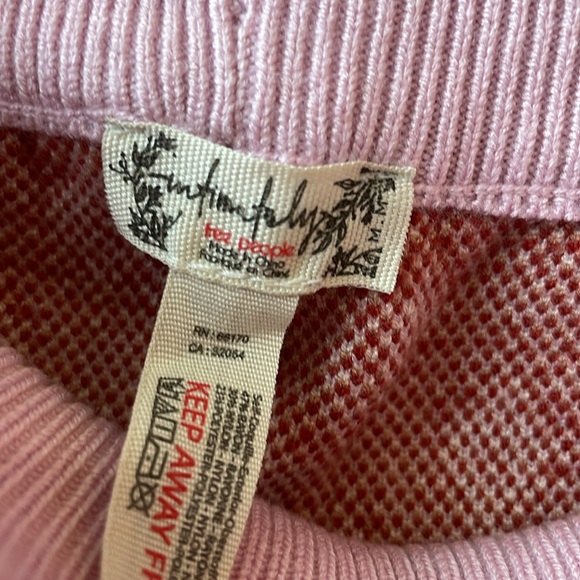 Free People Snow Bunny Crop Sweater Pajama Lounge Set Candy Combo Pink NWT - Picture 10 of 11